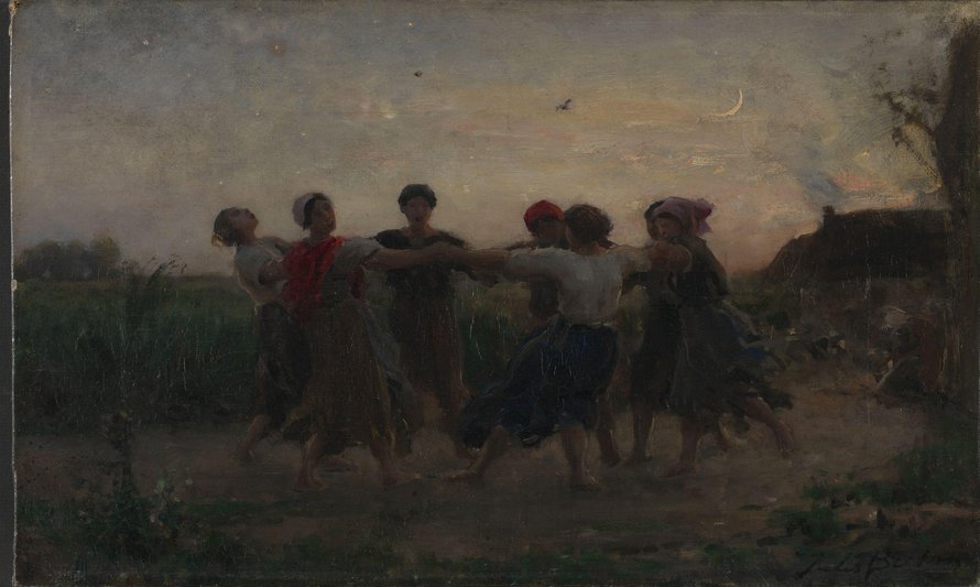 Jules Breton Midsummer Night Dance In Courrieres Ca 1875 Oil On Canvas